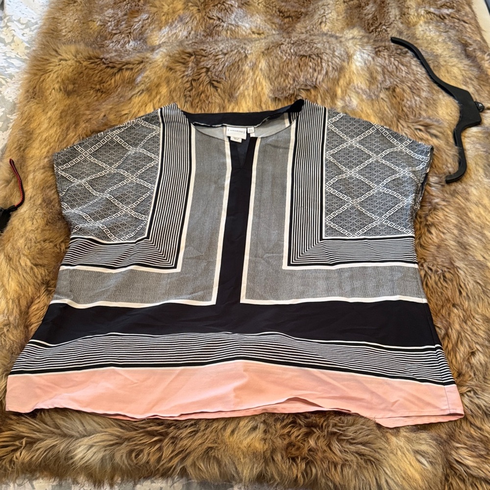 Junarose Black and Pink Patterned Blouse Posh Show